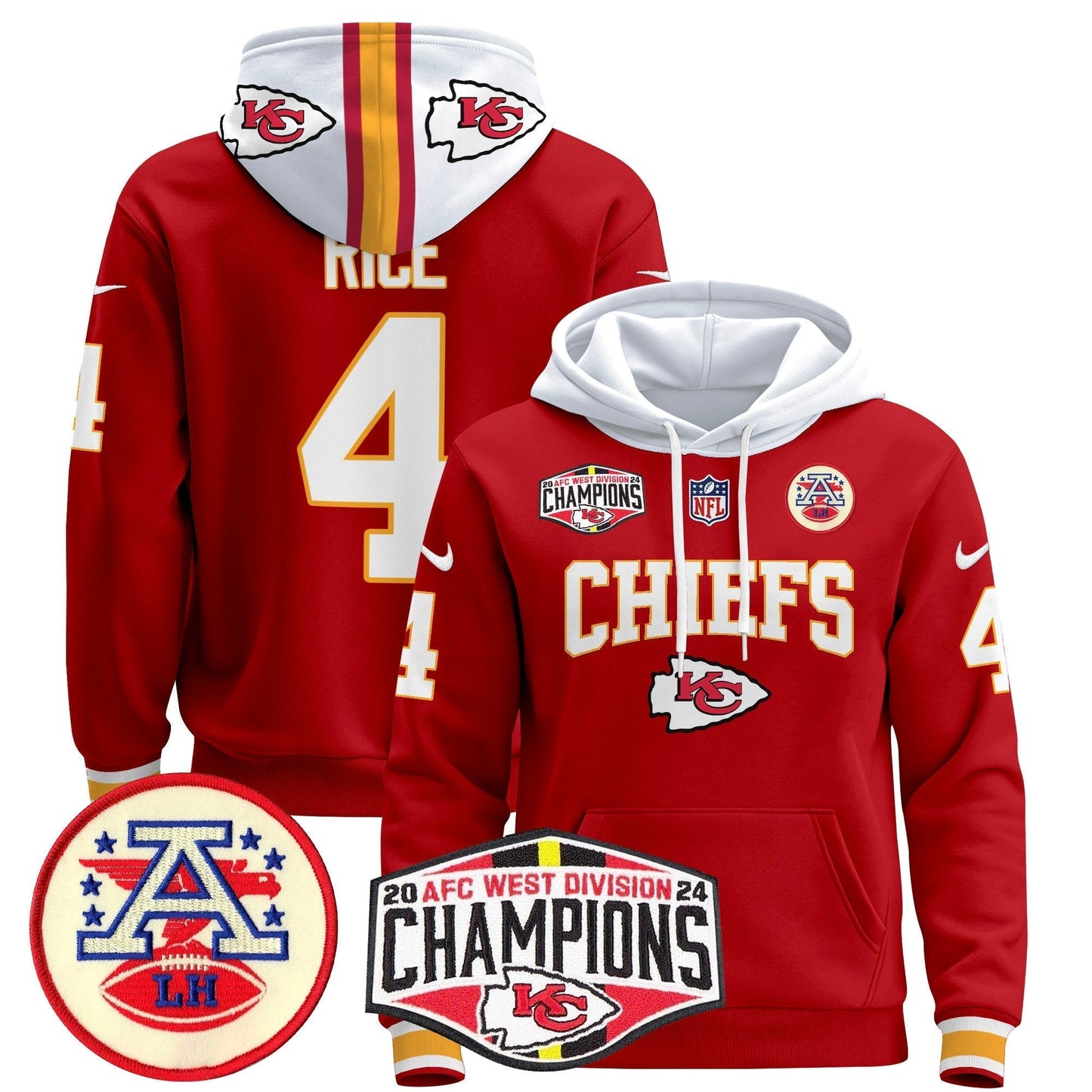 KC 2024 AFC West Division Champions Pullover Hoodie - All Stitched-DTD