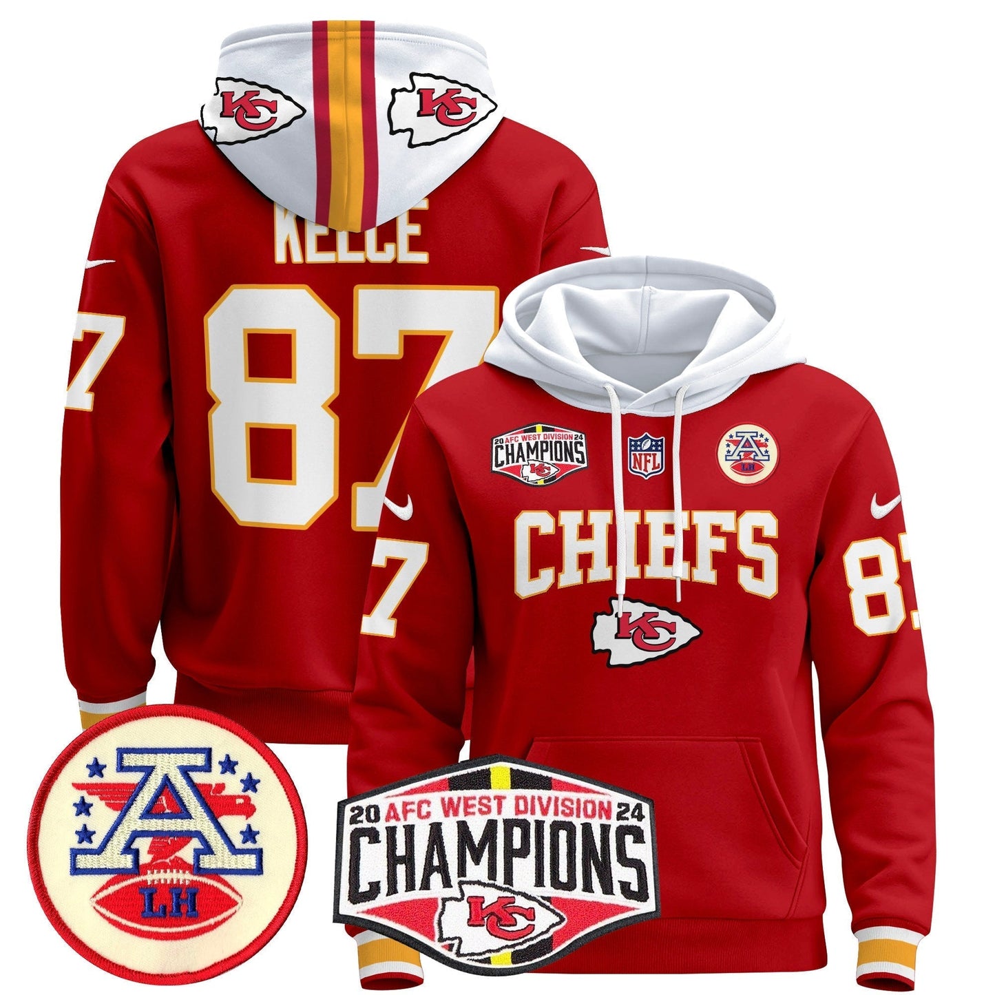 KC 2024 AFC West Division Champions Pullover Hoodie - All Stitched-DTD