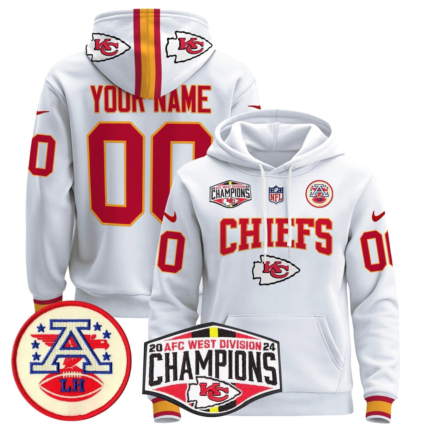 KC 2024 AFC West Division Champions Custom Pullover Hoodie - All Stitched-DTD