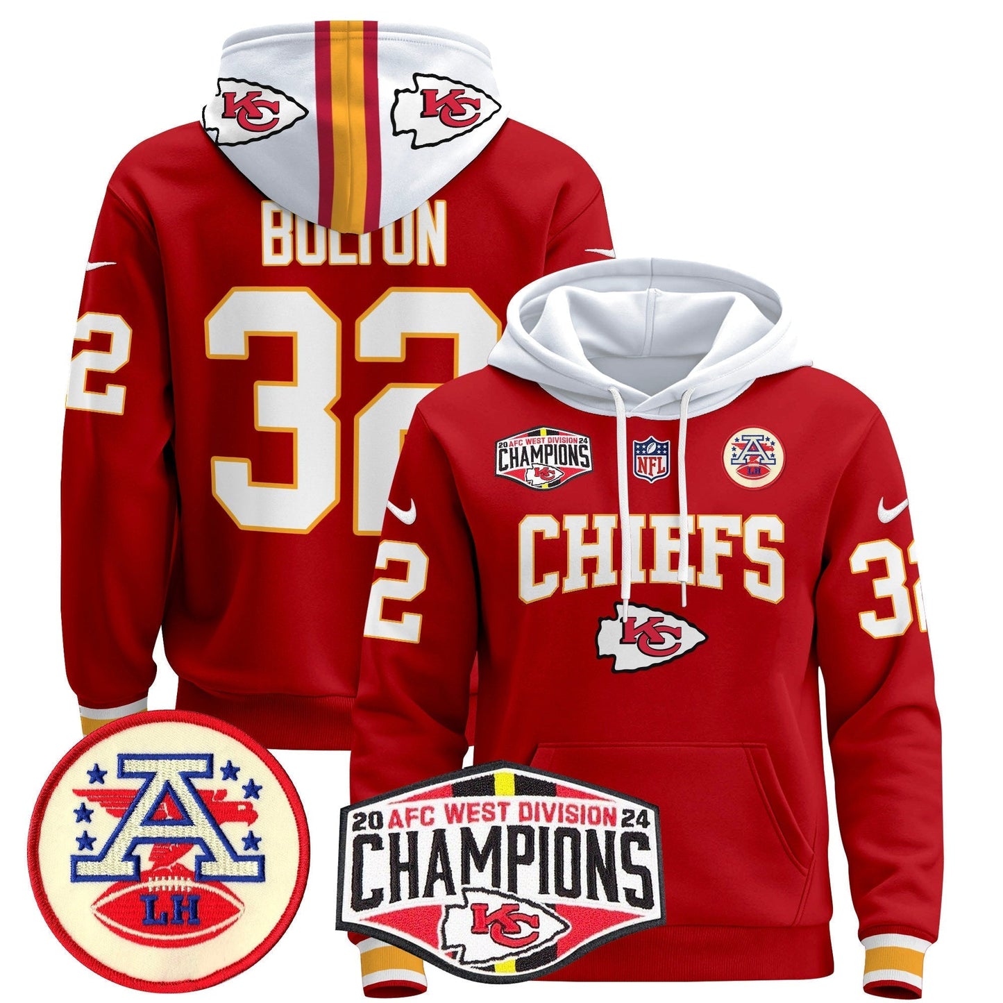 KC 2024 AFC West Division Champions Pullover Hoodie - All Stitched-DTD