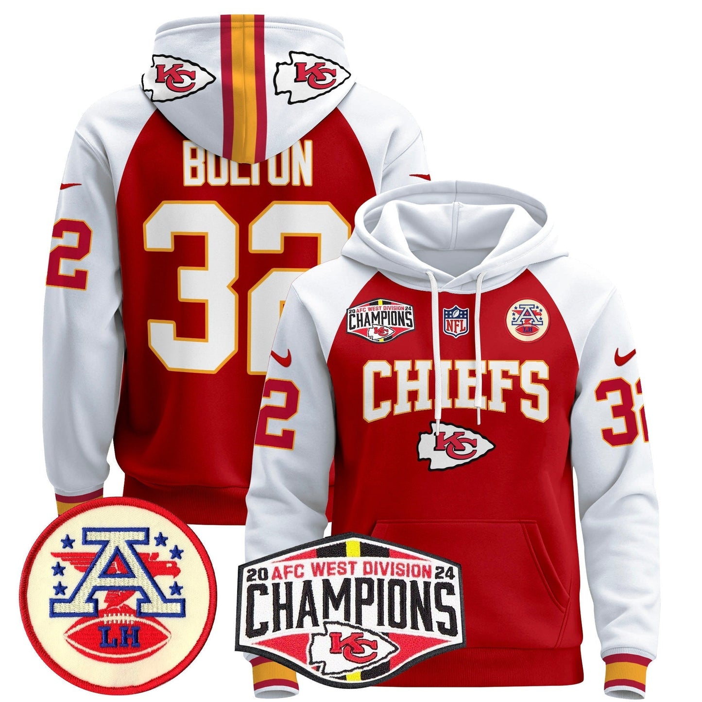 KC 2024 AFC West Division Champions Pullover Hoodie - All Stitched-DTD