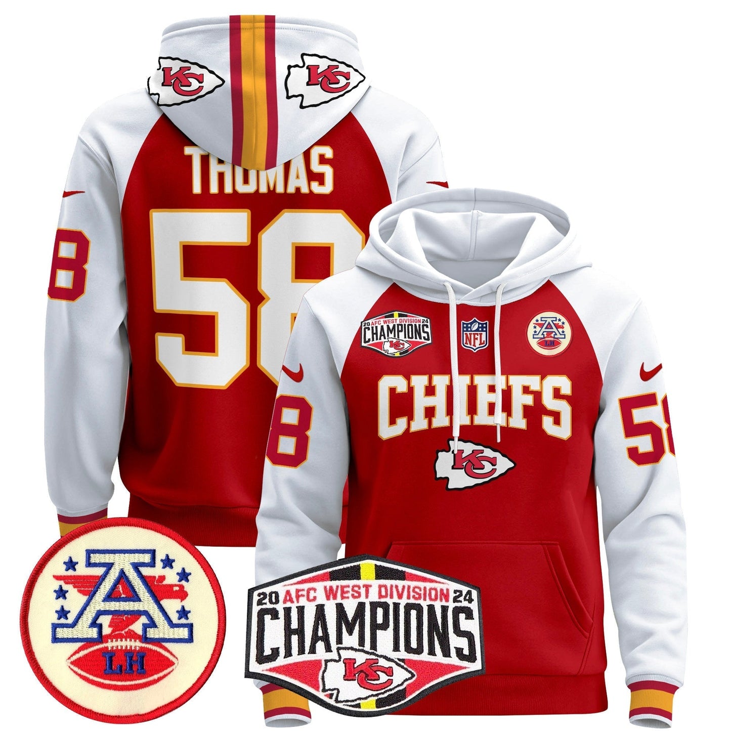 KC 2024 AFC West Division Champions Pullover Hoodie - All Stitched-DTD