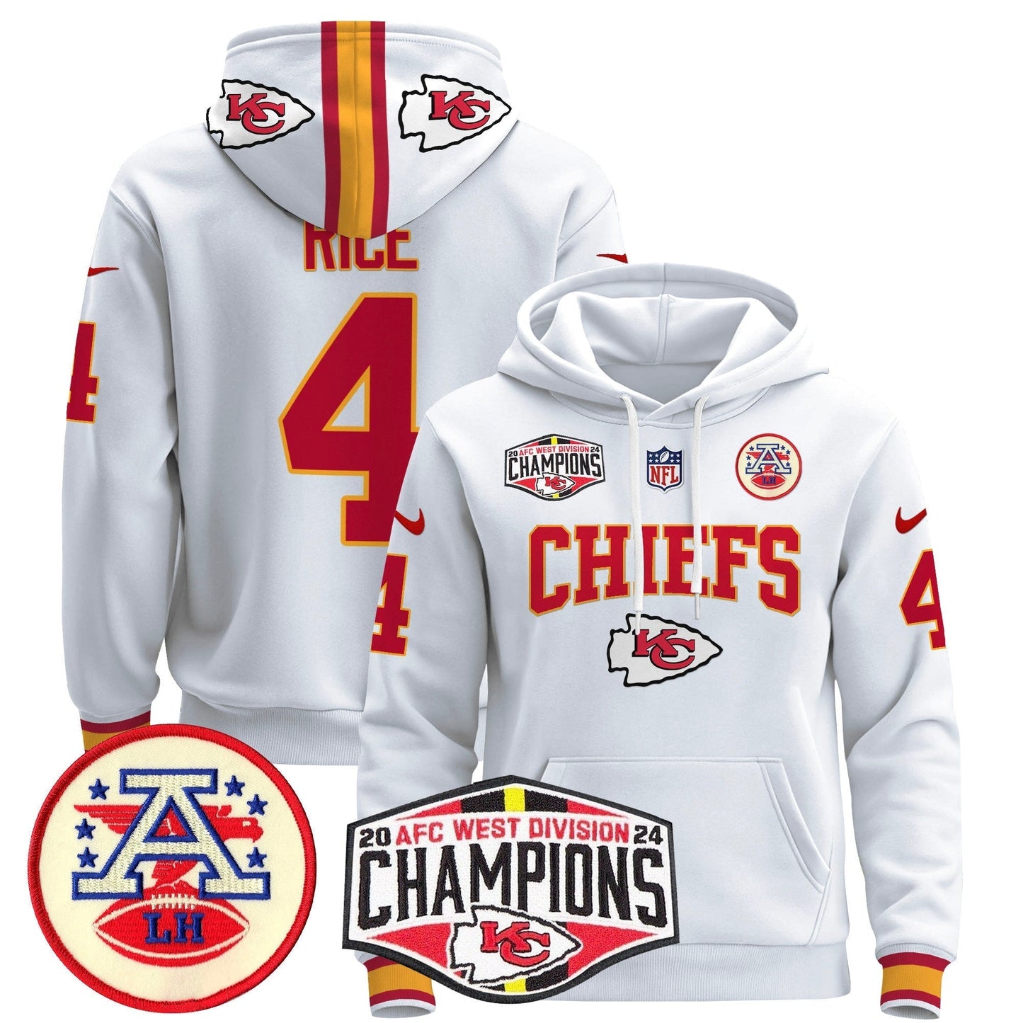 KC 2024 AFC West Division Champions Pullover Hoodie - All Stitched-DTD