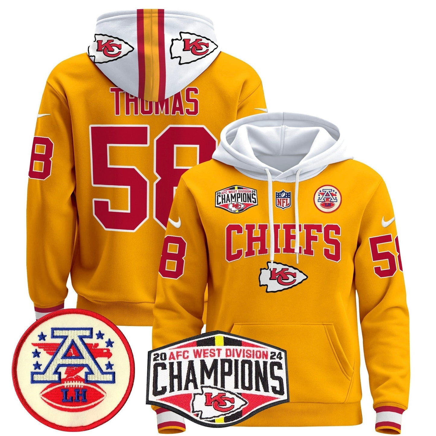 KC 2024 AFC West Division Champions Pullover Hoodie - All Stitched-DTD
