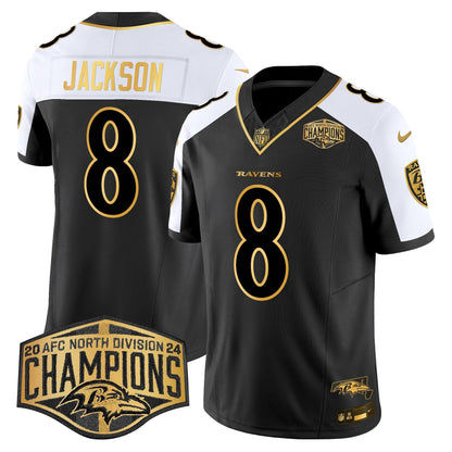 Ravens Maryland Flag Map 2024 AFC North Division Champions Patch Gold Vapor Limited Jersey - All Stitched-DTD