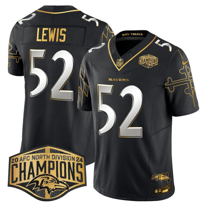 Ravens Maryland Flag Map 2024 AFC North Division Champions Patch Gold Vapor Limited Jersey - All Stitched-DTD