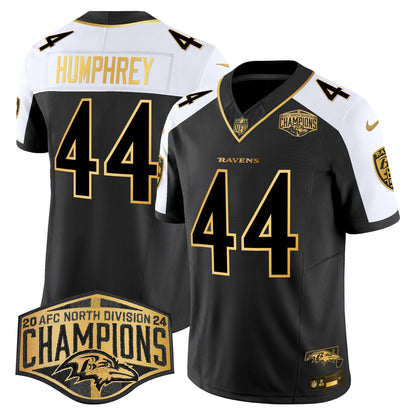 Ravens Maryland Flag Map 2024 AFC North Division Champions Patch Gold Vapor Limited Jersey - All Stitched-DTD