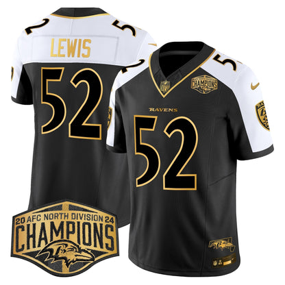 Ravens Maryland Flag Map 2024 AFC North Division Champions Patch Gold Vapor Limited Jersey - All Stitched-DTD