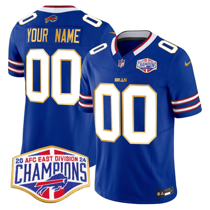 Bills 2024 AFC East Division Champions Gold Trim Vapor Limited Custom Jersey - All Stitched-DTD