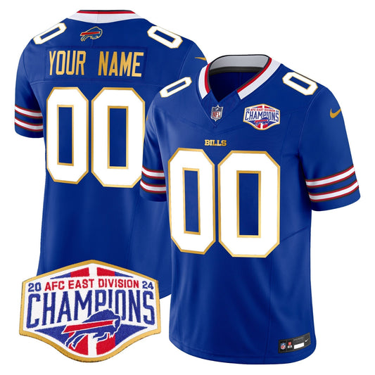 Bills 2024 AFC East Division Champions Gold Trim Vapor Limited Custom Jersey - All Stitched-DTD