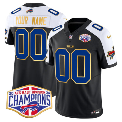 Bills 2024 AFC East Division Champions Gold Trim Vapor Limited Custom Jersey - All Stitched-DTD