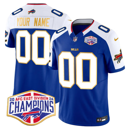 Bills 2024 AFC East Division Champions Gold Trim Vapor Limited Custom Jersey - All Stitched-DTD