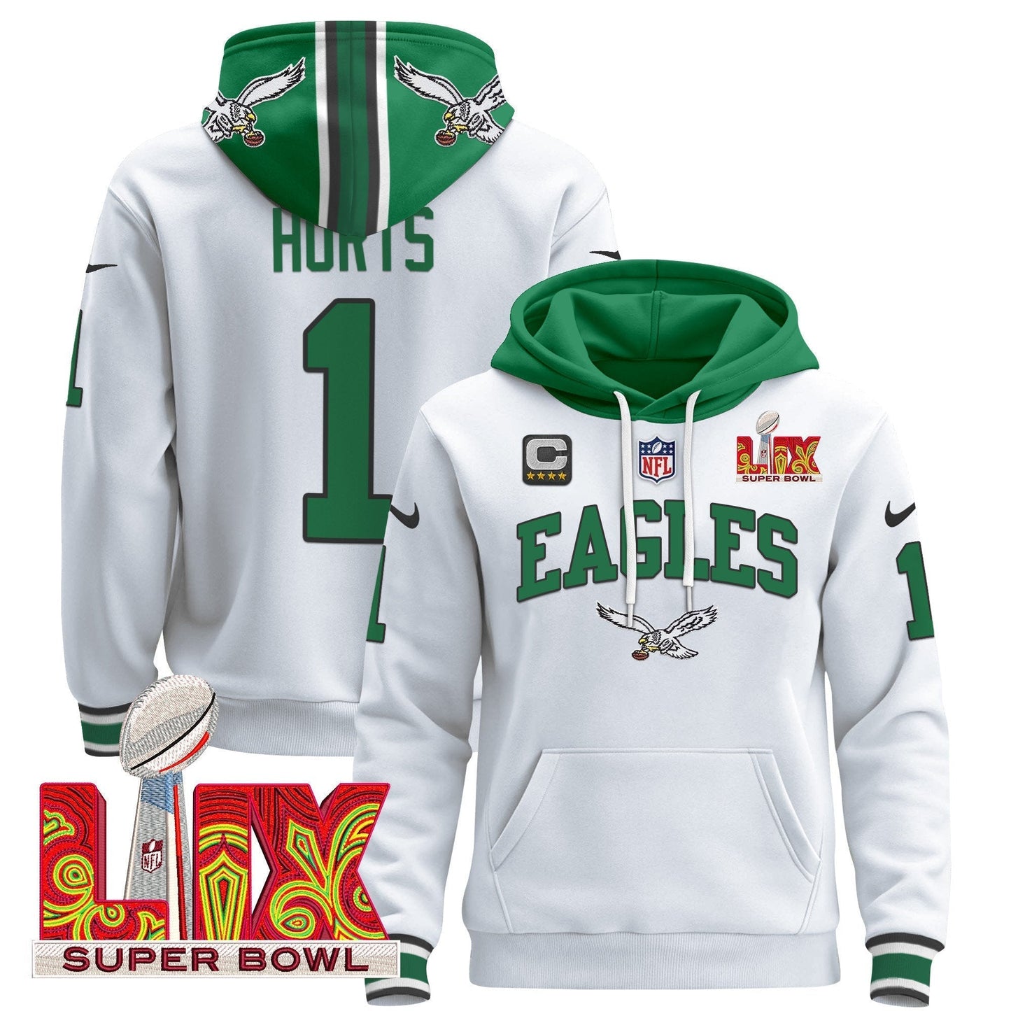 PHI Super Bowl LIX Patch Pullover Hoodie - All Stitched-DTD
