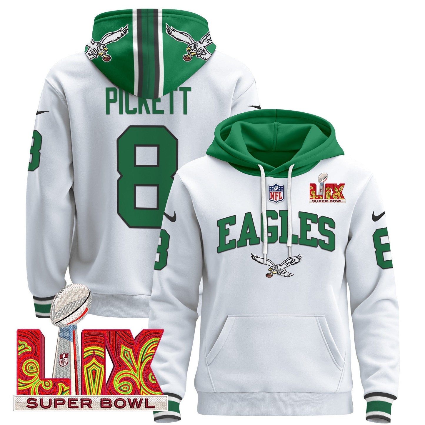 PHI Super Bowl LIX Patch Pullover Hoodie - All Stitched-DTD