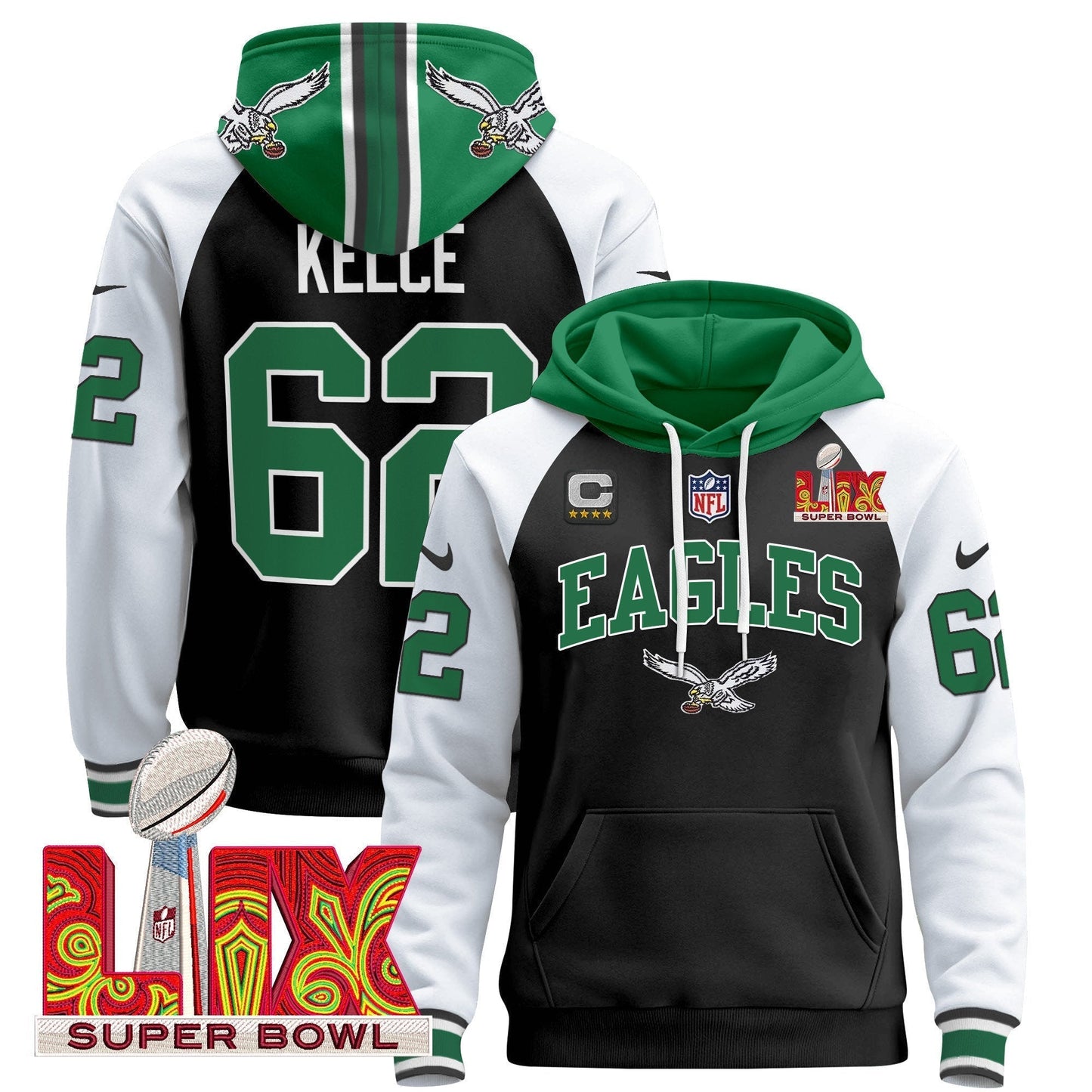 PHI Super Bowl LIX Patch Pullover Hoodie - All Stitched-DTD