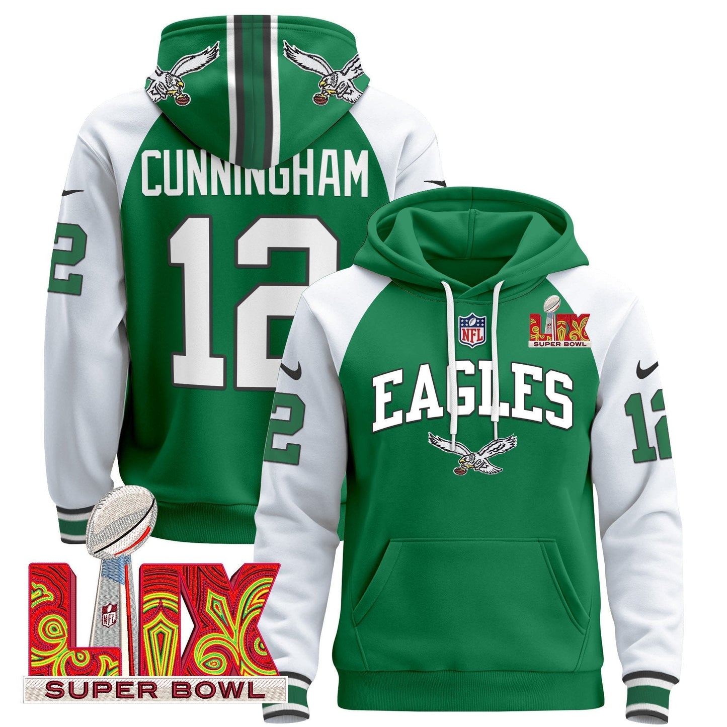 PHI Super Bowl LIX Patch Pullover Hoodie - All Stitched-DTD