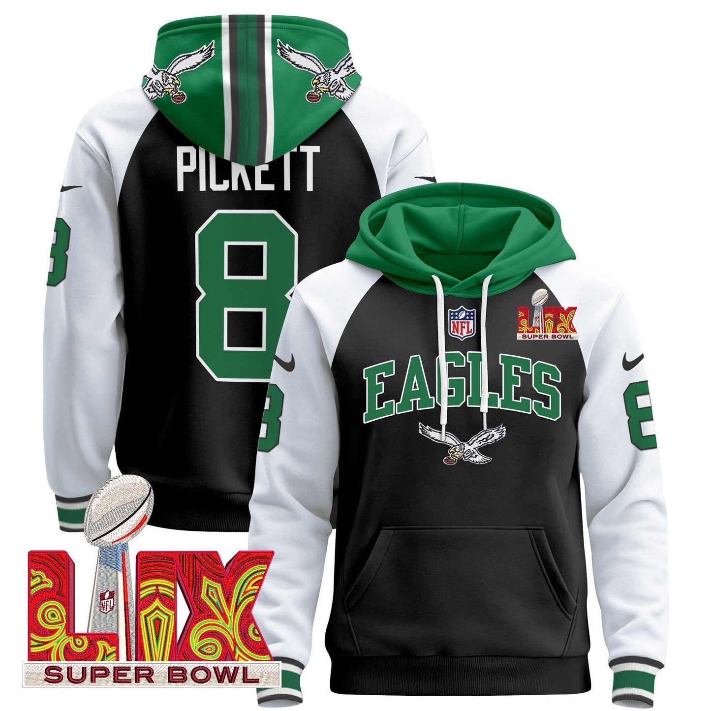 PHI Super Bowl LIX Patch Pullover Hoodie - All Stitched-DTD