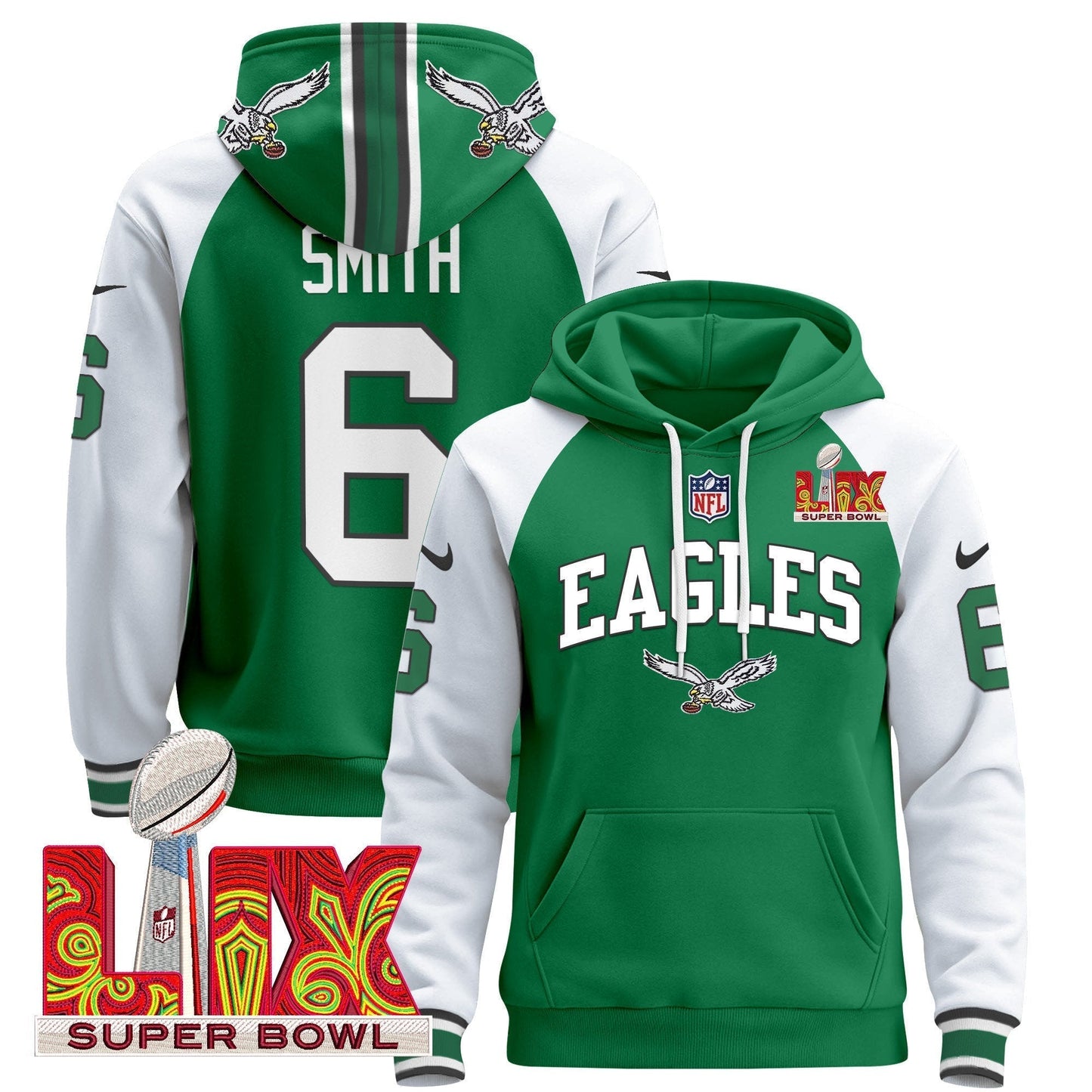PHI Super Bowl LIX Patch Pullover Hoodie - All Stitched-DTD