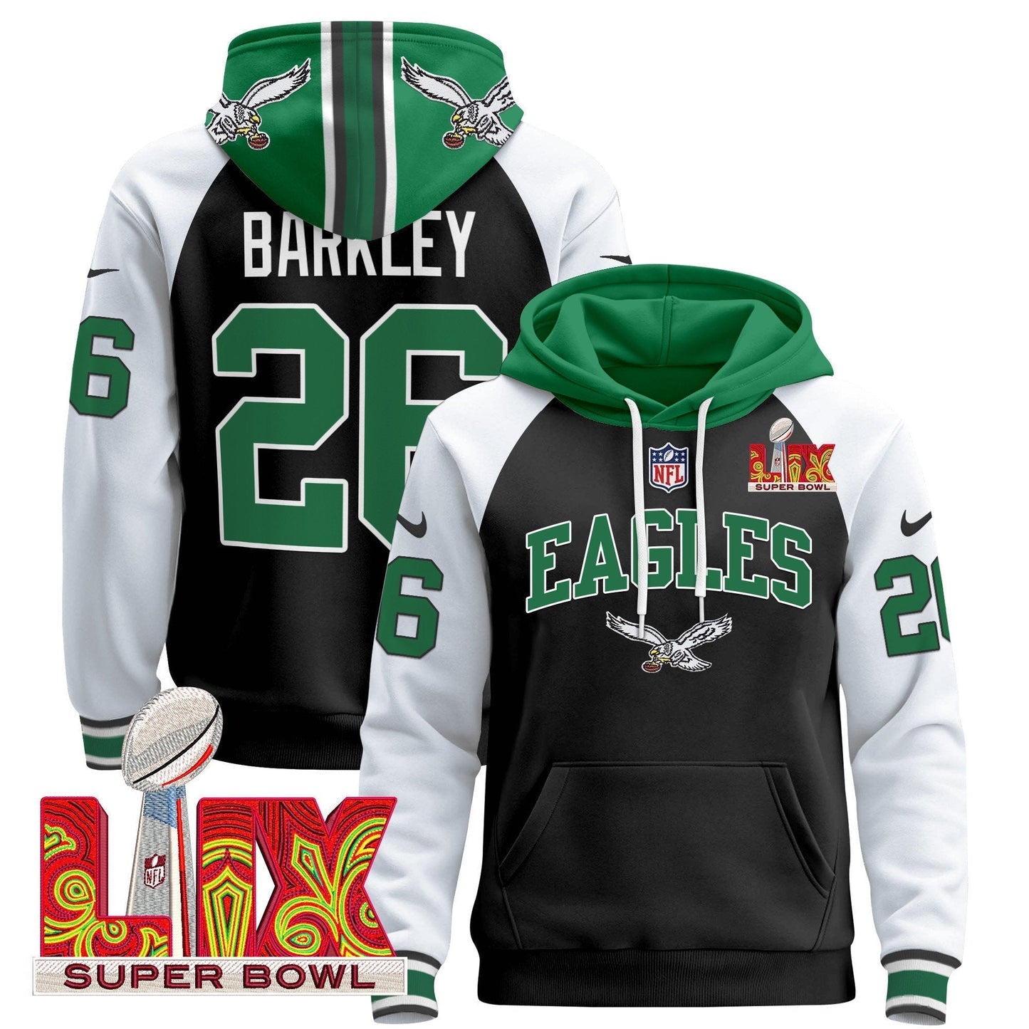PHI Super Bowl LIX Patch Pullover Hoodie - All Stitched-DTD