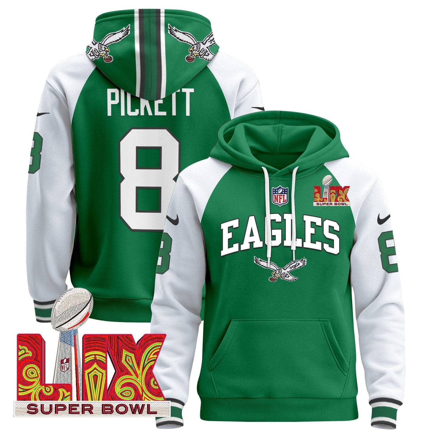 PHI Super Bowl LIX Patch Pullover Hoodie - All Stitched-DTD