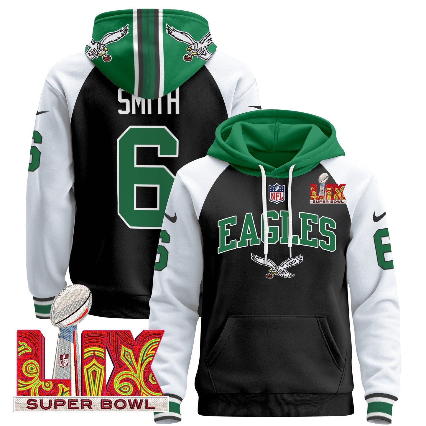 PHI Super Bowl LIX Patch Pullover Hoodie - All Stitched-DTD