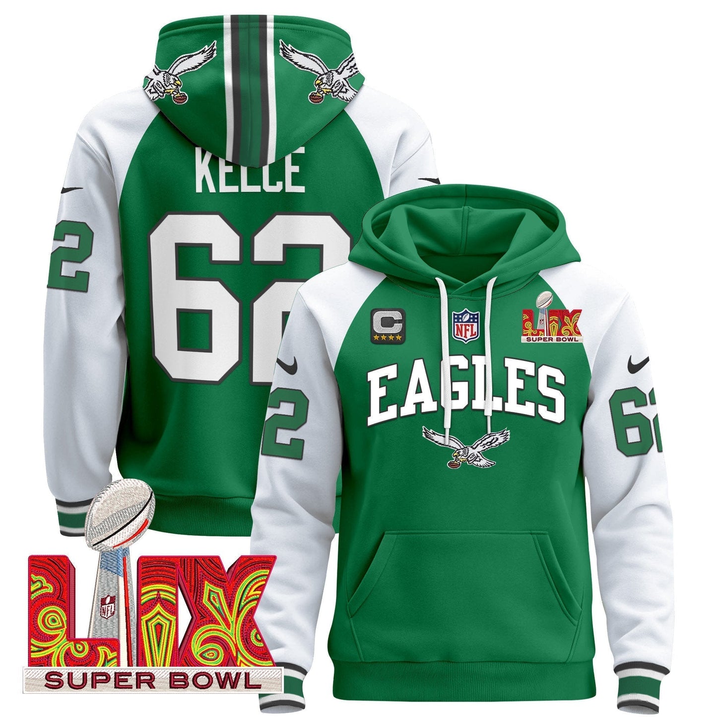 PHI Super Bowl LIX Patch Pullover Hoodie - All Stitched-DTD