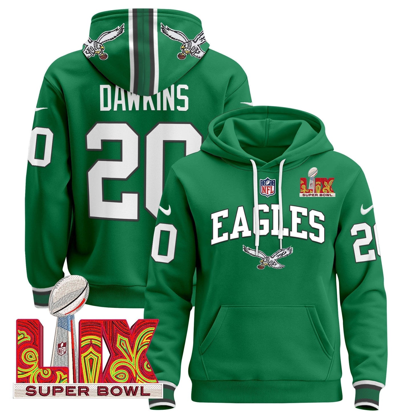 PHI Super Bowl LIX Patch Pullover Hoodie - All Stitched-DTD
