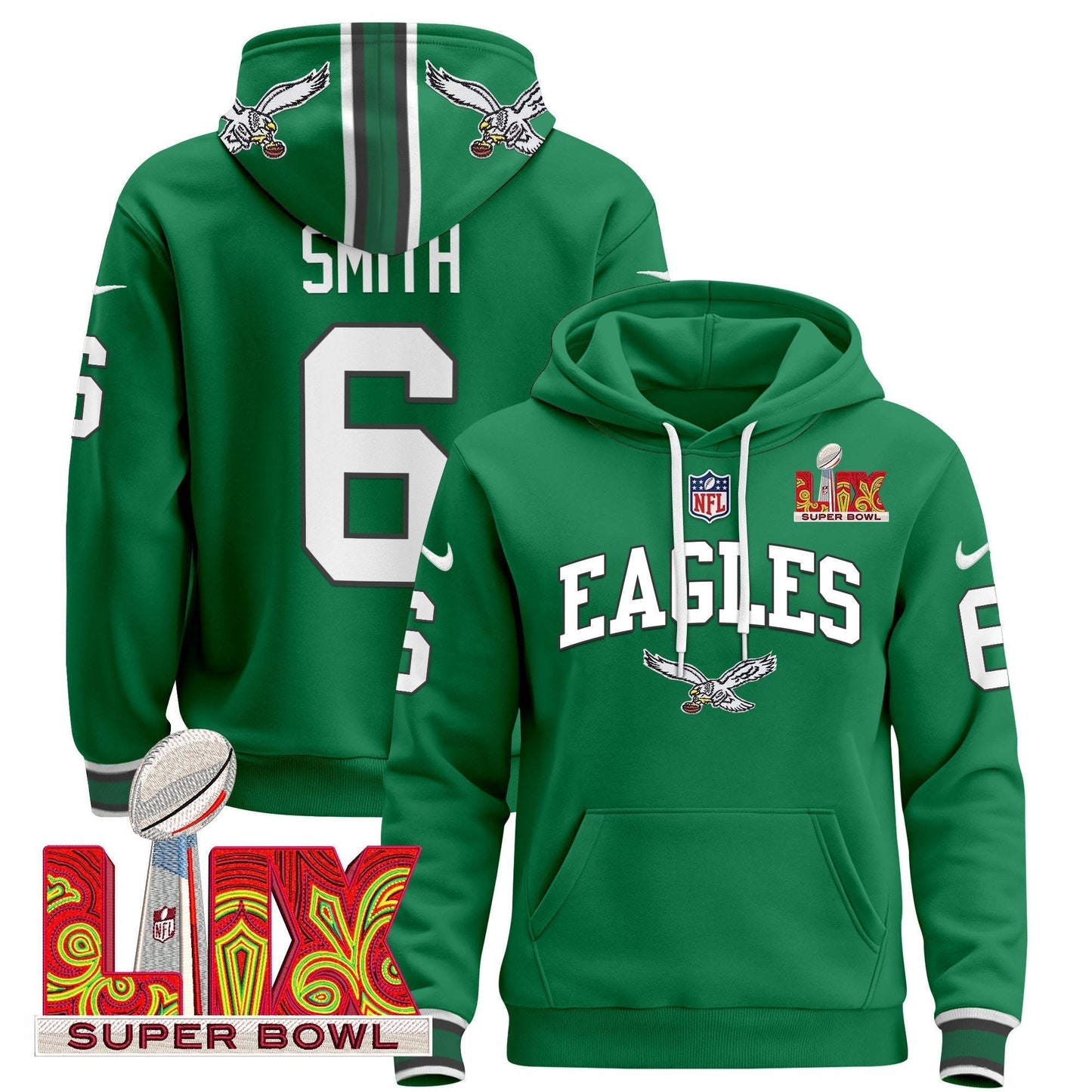 PHI Super Bowl LIX Patch Pullover Hoodie - All Stitched-DTD