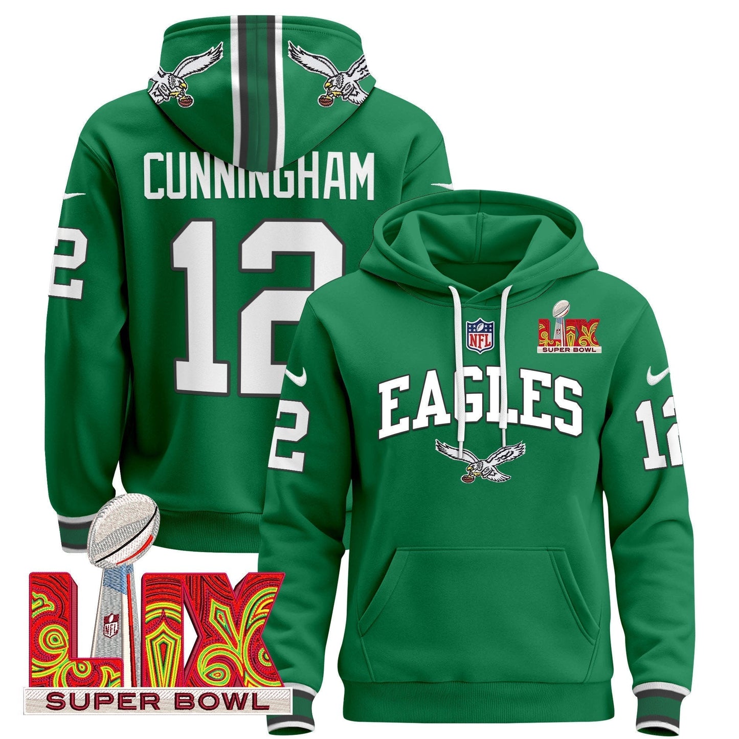 PHI Super Bowl LIX Patch Pullover Hoodie - All Stitched-DTD