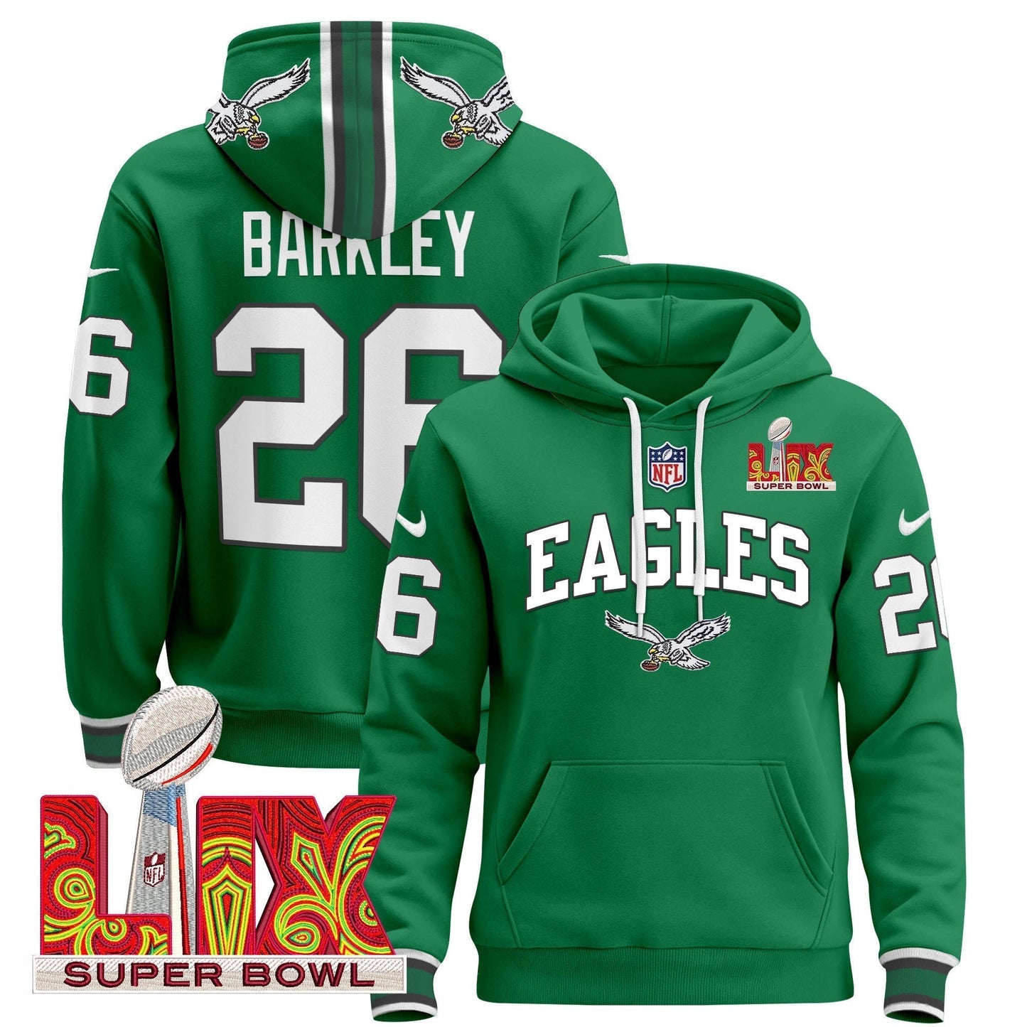 PHI Super Bowl LIX Patch Pullover Hoodie - All Stitched-DTD