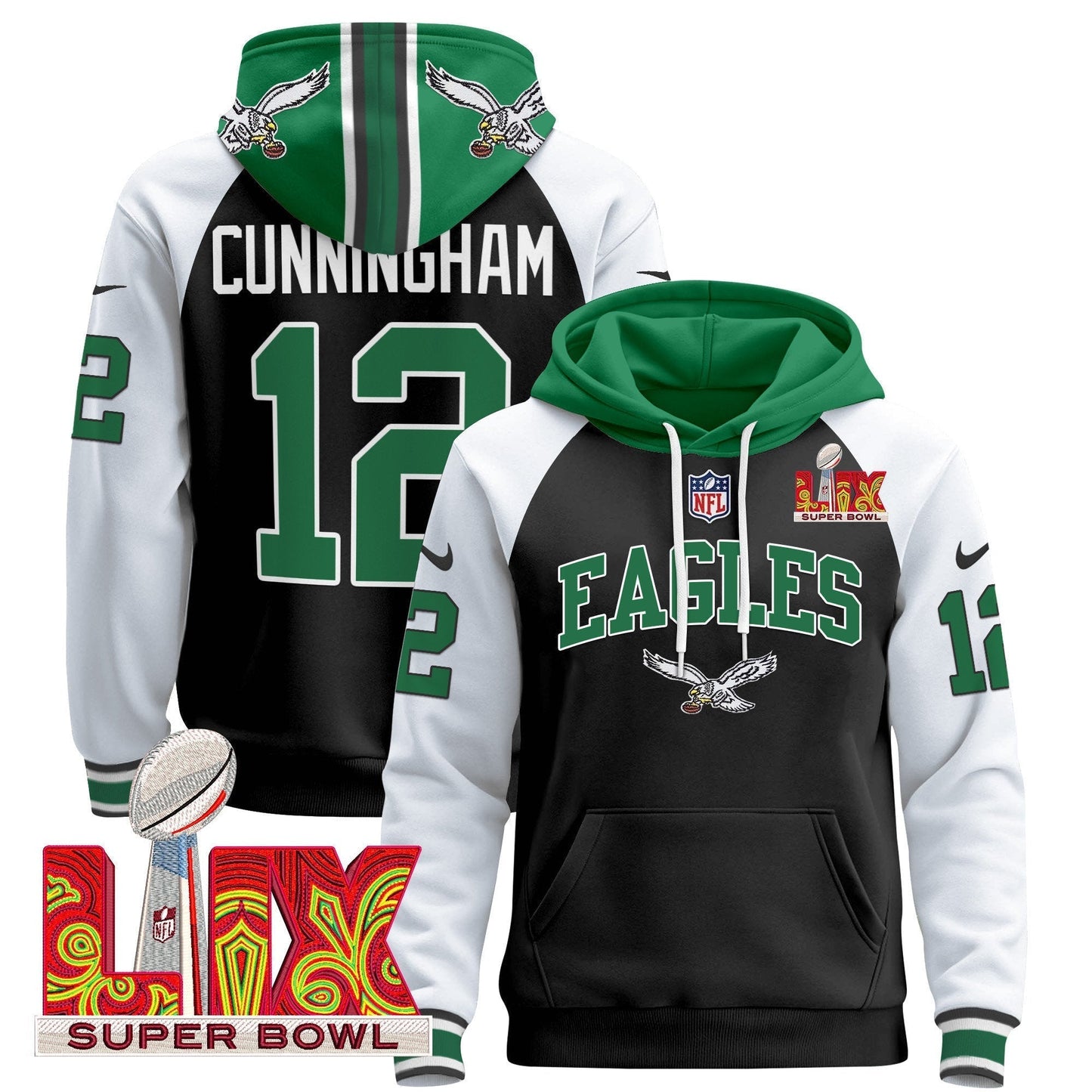 PHI Super Bowl LIX Patch Pullover Hoodie - All Stitched-DTD