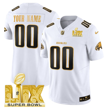 PHI Super Bowl LIX Patch Gold Vapor Limited Custom Jersey - All Stitched-DTD