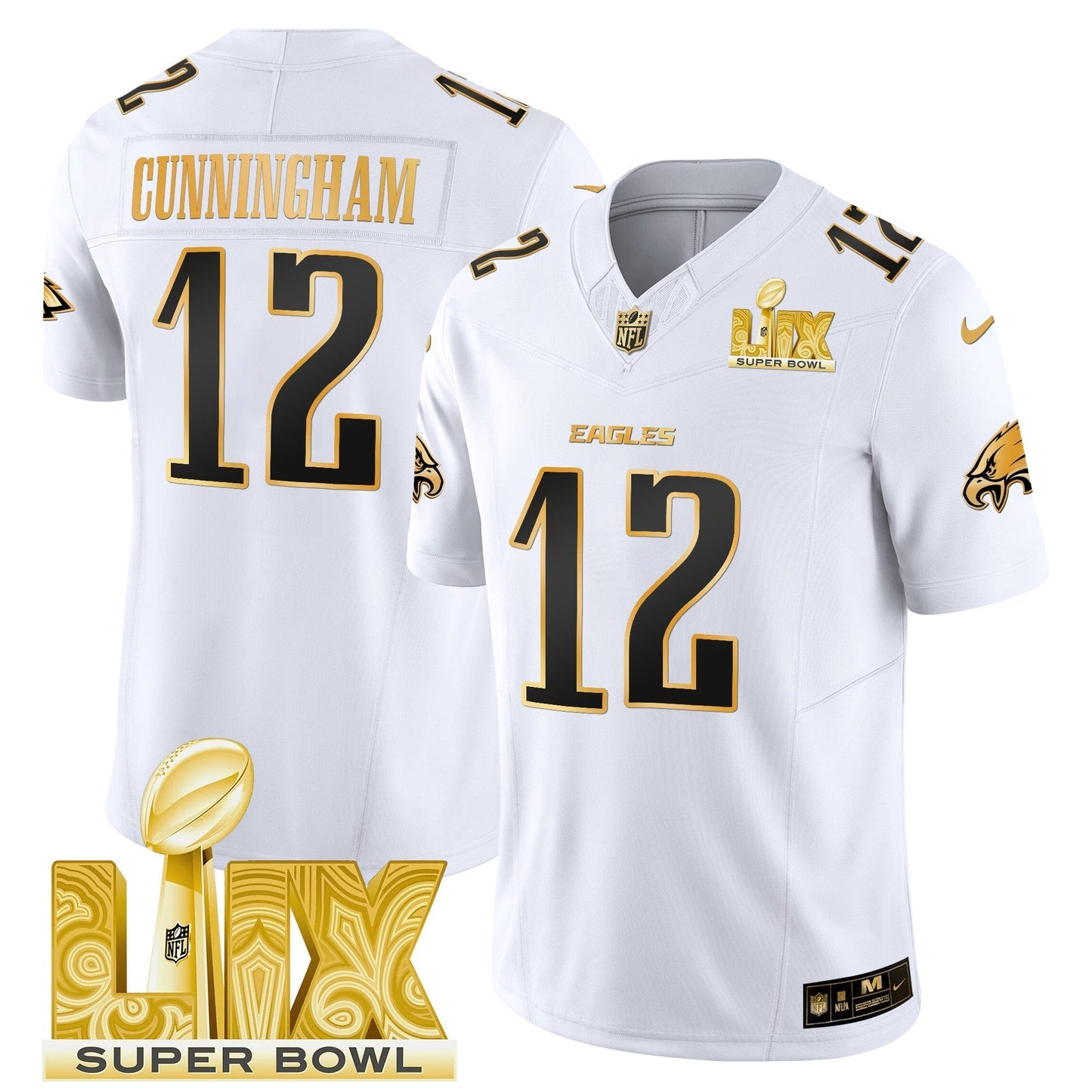 PHI Super Bowl LIX Patch Gold Vapor Limited Jersey - All Stitched-DTD