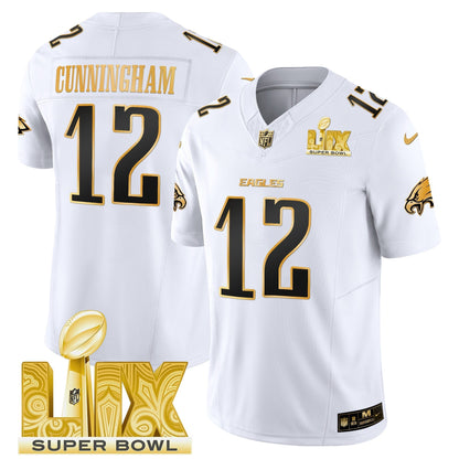 PHI Super Bowl LIX Patch Gold Vapor Limited Jersey - All Stitched-DTD