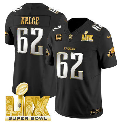 PHI Super Bowl LIX Patch Gold Vapor Limited Jersey - All Stitched-DTD