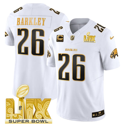 PHI Super Bowl LIX Patch Gold Vapor Limited Jersey - All Stitched-DTD