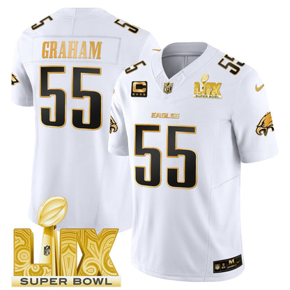PHI Super Bowl LIX Patch Gold Vapor Limited Jersey - All Stitched-DTD
