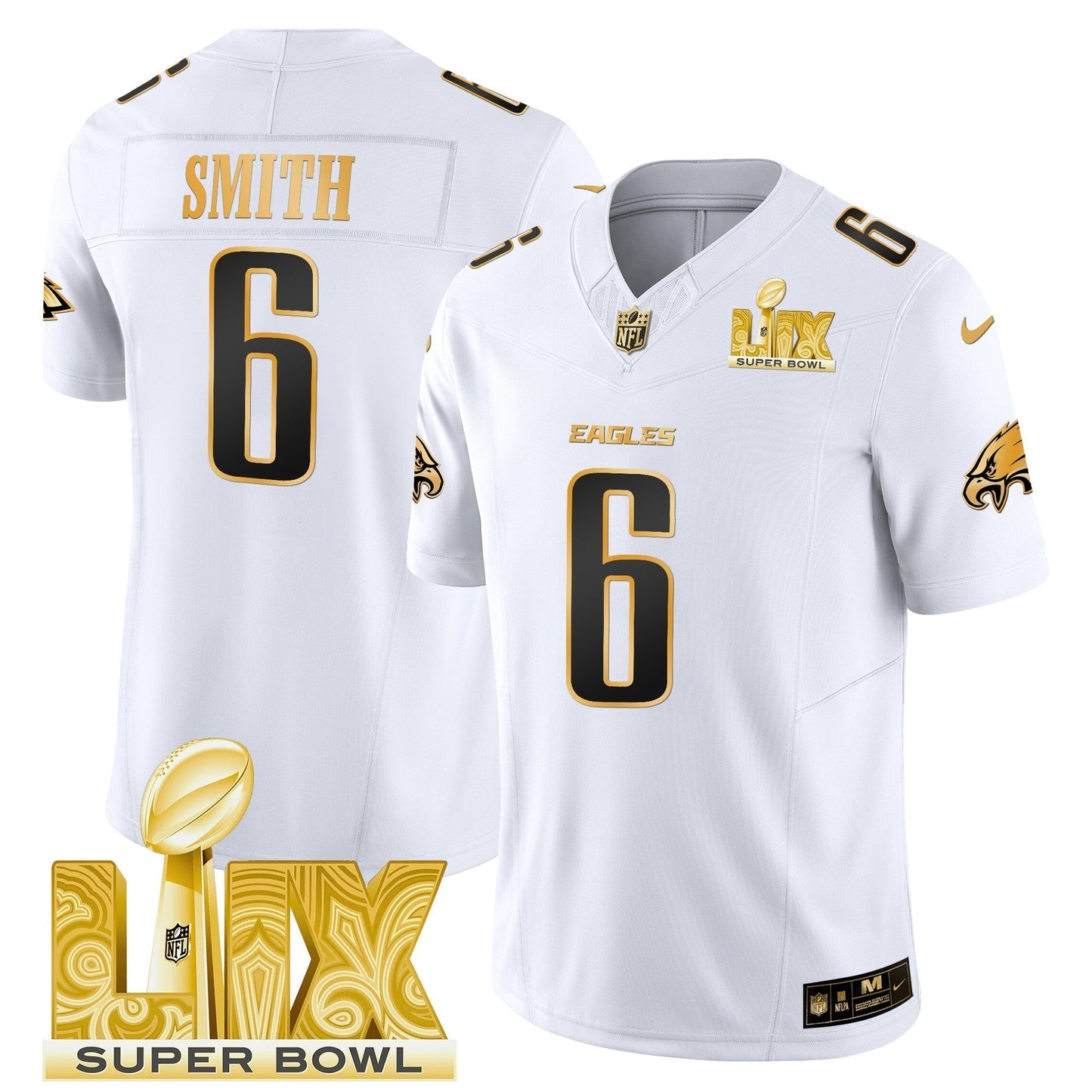 PHI Super Bowl LIX Patch Gold Vapor Limited Jersey - All Stitched-DTD