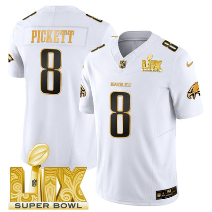 PHI Super Bowl LIX Patch Gold Vapor Limited Jersey - All Stitched-DTD