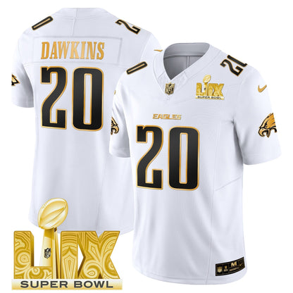 PHI Super Bowl LIX Patch Gold Vapor Limited Jersey - All Stitched-DTD
