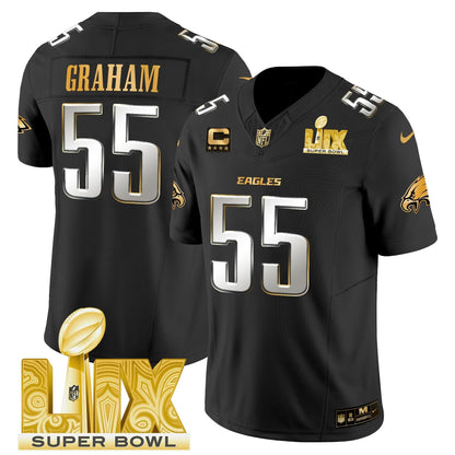 PHI Super Bowl LIX Patch Gold Vapor Limited Jersey - All Stitched-DTD