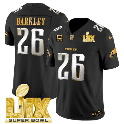 PHI Super Bowl LIX Patch Gold Vapor Limited Jersey - All Stitched-DTD