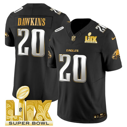 PHI Super Bowl LIX Patch Gold Vapor Limited Jersey - All Stitched-DTD