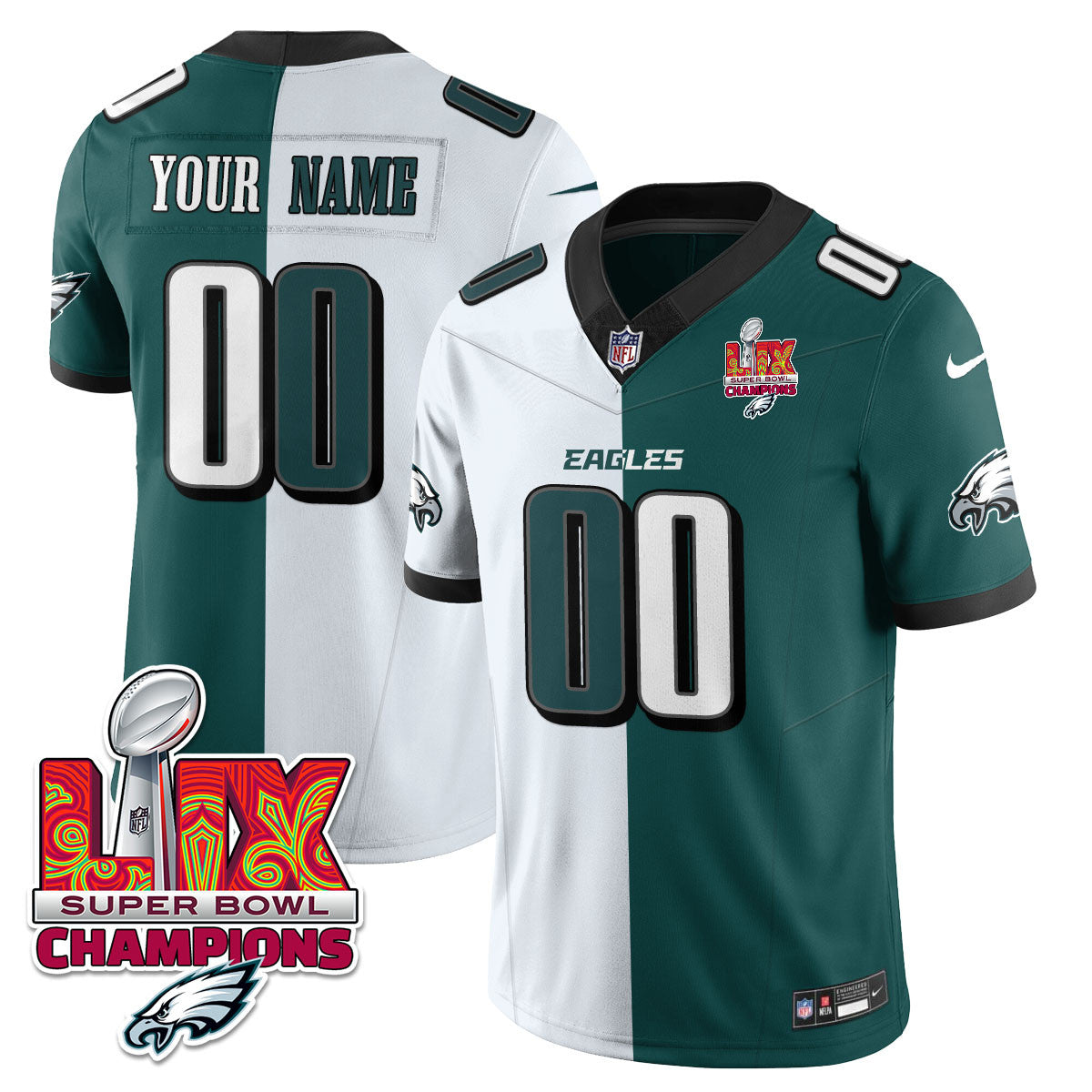 Custom Name/Gender PHI Super Bowl LIX Champions Vapor Limited Jersey - All Stitched-DTD