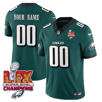 Custom Name/Gender PHI Super Bowl LIX Champions Vapor Limited Jersey - All Stitched-DTD