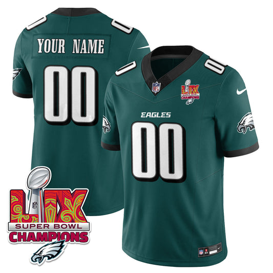 Custom Name/Gender PHI Super Bowl LIX Champions Vapor Limited Jersey - All Stitched-DTD