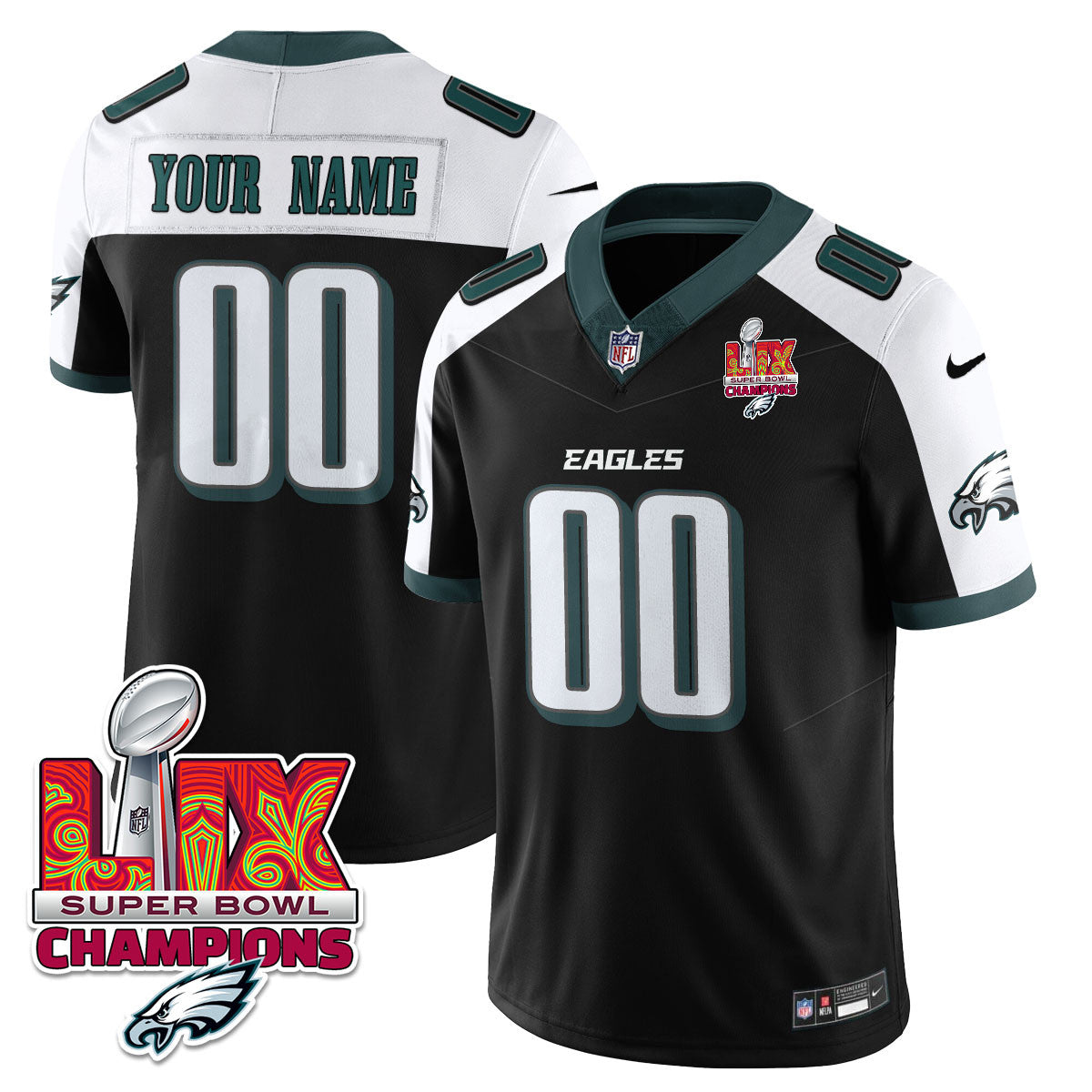 Custom Name/Gender PHI Super Bowl LIX Champions Vapor Limited Jersey - All Stitched-DTD