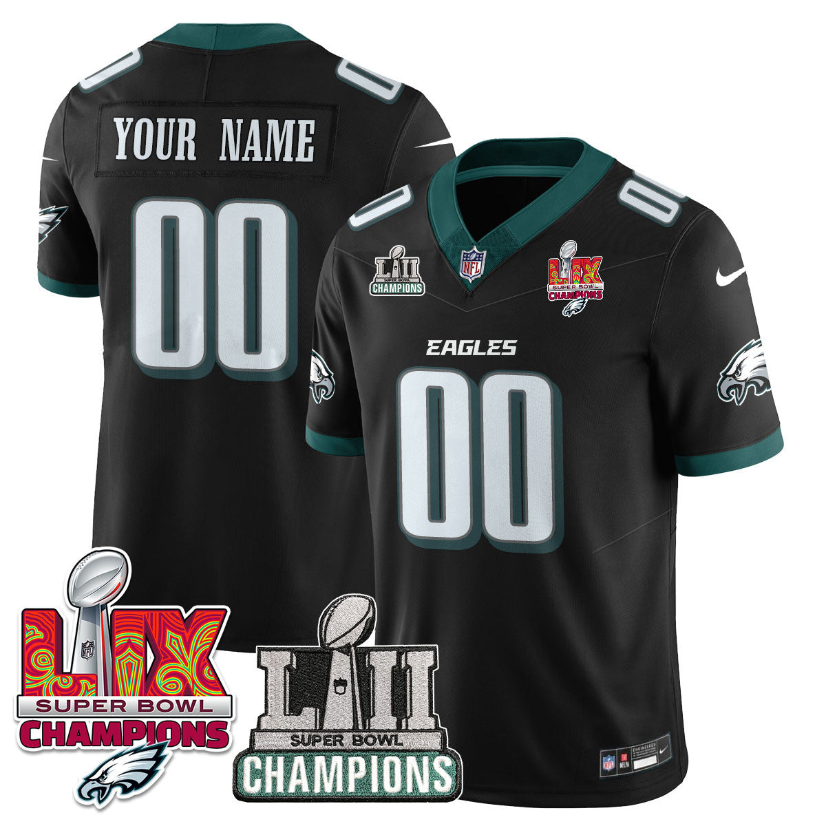 Custom Name/Gender PHI LII-LIX Super Bowl Champions Vapor Limited Jersey - All Stitched-DTD