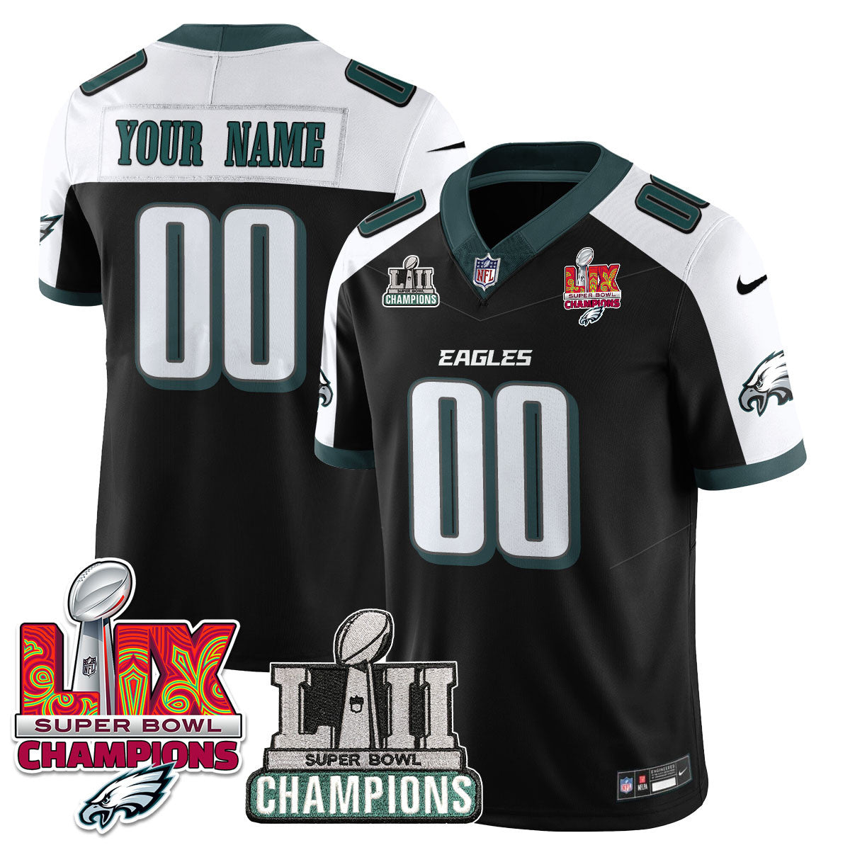 Custom Name/Gender PHI LII-LIX Super Bowl Champions Vapor Limited Jersey - All Stitched-DTD