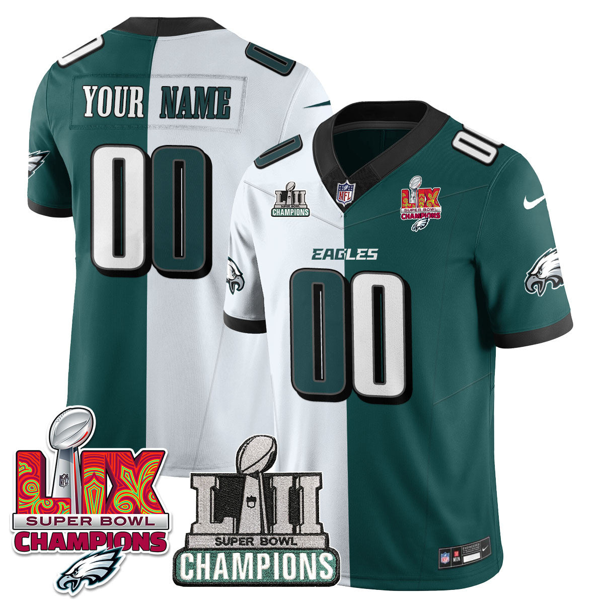 Custom Name/Gender PHI LII-LIX Super Bowl Champions Vapor Limited Jersey - All Stitched-DTD
